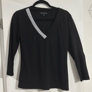 DKNY Black Asymmetrical 3/4 Sleeve Blouse
